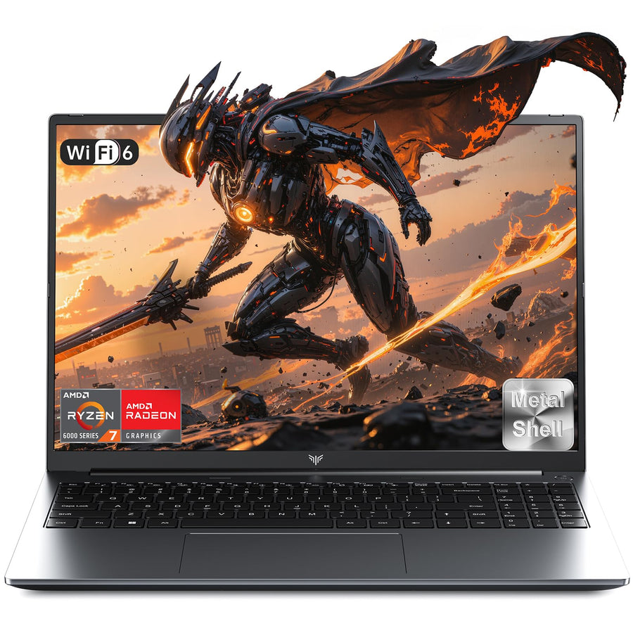 KAIGERR New Light Gaming Laptop, 2026 Laptop with AMD Ryzen 7 7735HS (8C/16T, Up to 4.75GHz), 16GB DDR5 512GB NVMe SSD Laptop Computer, Up to 4TB, 16.0-inch FHD Display, WiFi 6, Backlit KB, Dual Fans
