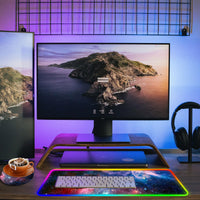 Large RGB Gaming Mouse Pad,Galaxy Nebula Space Oversized Glowing Led Extended Mousepad,10 Lighting Modes,Non-Slip Rubber Base Computer Keyboard Mousepads Mat,31.5 x 11.8 inch