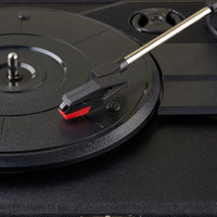 Amazon Basics Portable Suitcase Vinyl Turntable Record Player with Built-in Stereo Speakers, Belt Drive, 3-Speed, Bluetooth Playback, Black