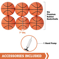 Hall of Games EZ Fold Premium Indoor Arcade Basketball Game with Steel Frame and Polycarbonate Backboard, Dual Shot Electronic Scoring with 6 Size 3 Balls Included, Perfect for Basement Game Rooms