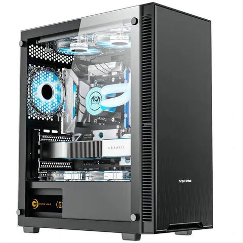AOTESIER Gaming PC core i7 CPU With 16G RAM 256G SSD HD4600 ATX/ITX/M-ATX full view side panel Temper Glass Front pc gamer