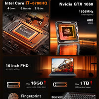 ACEKAMAS 2025 16" Gaming Laptop Intel Core i7 6700HQ GTX 1060 IPS 1920*1200 Windows 11 Pro Gamer PC DDR4 16GB SSD 1TB Laptops PC