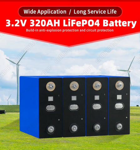 Grade A 3.2V 320Ah LiFePO4 Prismatic Cell 8000 Cycles Low Temp Charging -20°C for Telecom Tower Backup Powerbank Yahct US Stock