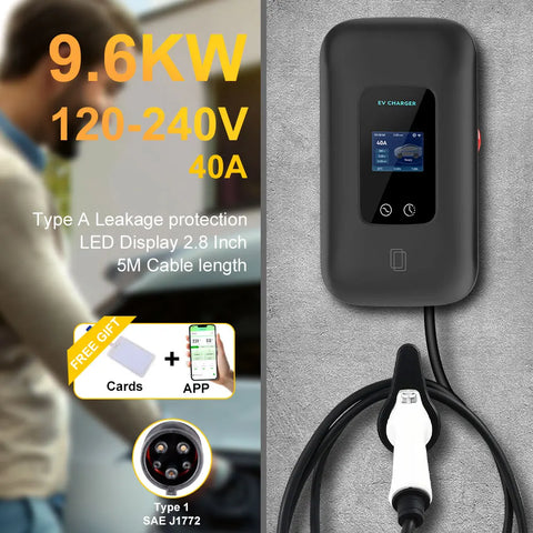 ADPOW Type1 EV Charging Station WIFI APP Control Current Adjustable 5M Cable Wallbox EV Charger with Power-off Protection EVSE