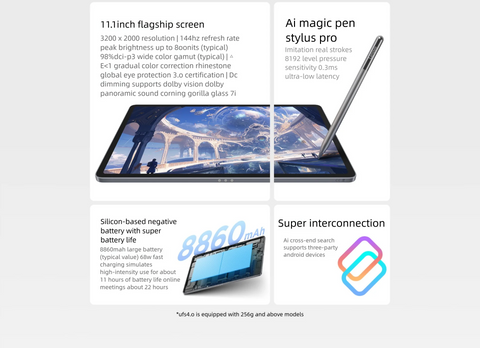 2025 Lenovo Xiaoxin Pad Pro GT 11.1 inch 144Hz Snapdragon 8 GEN 3 68W 8860mAh Home Office AI Pads Android Tablet Wifi 7 BT 5.4
