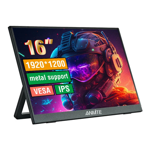 Anmite 16-Inch Portable Touch Monitor 1200P HDR 16:10 Low Blue Light For XBox PS4 / 5 Switch Cell Phone PC Loptop Extension