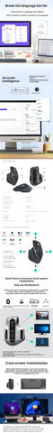 Logitech MX Master 3S Wireless Bluetooth Mouse High End Cross Screen Laptop