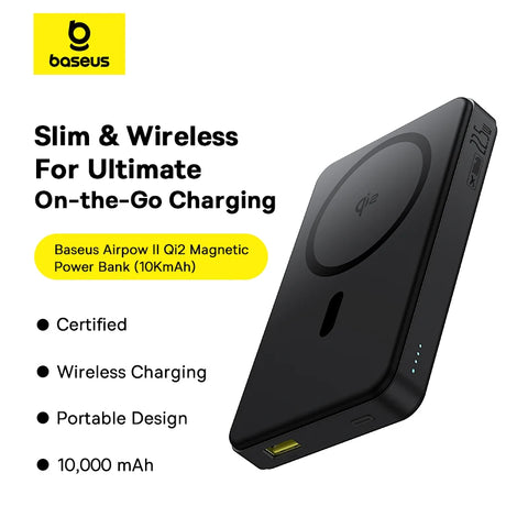 Baseus Qi2 Magnetic Power Bank 10000mah Fast Charge Powerbank Wireless Charging 22.5W External Battery Charger For iPhone 16 15