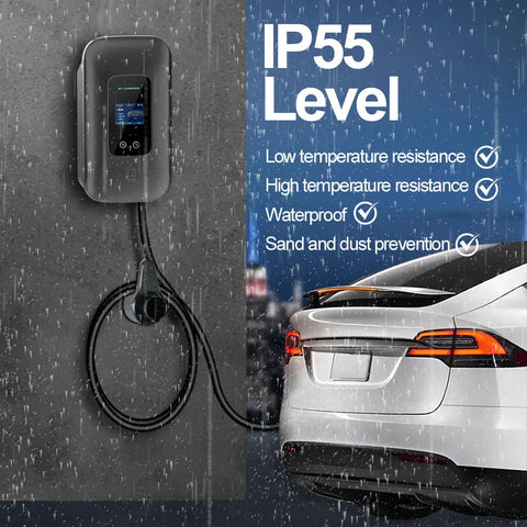 ADPOW Type1 EV Charging Station WIFI APP Control Current Adjustable 5M Cable Wallbox EV Charger with Power-off Protection EVSE