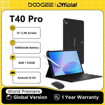 DOOGEE T40 Pro Tablet 12  20GB(8 + 12) 512GB Android 14 Helio G99 6nm 10800mAh 18W Charge Quad Speaker 7.6mm ultra-thin