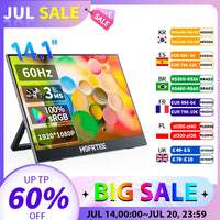 14.1 Inch Portable Monitor 1080P IPS 100%SRGB Gaming Portable Screen with Stand for Laptop PS5/4 Switch Xbox Raspberry Pi