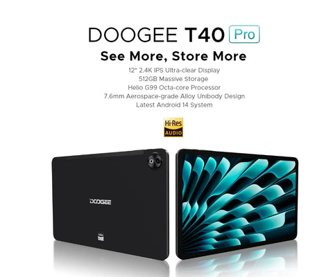 DOOGEE T40 Pro Tablet 12  20GB(8 + 12) 512GB Android 14 Helio G99 6nm 10800mAh 18W Charge Quad Speaker 7.6mm ultra-thin