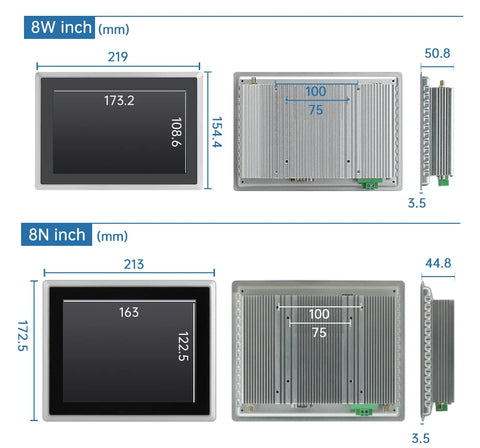 8~21.5 inch Touch Industrial Screen IP65 Front Waterproof, All in One Industrial Embedded Panel PC PCAP TouchScreen Monitor