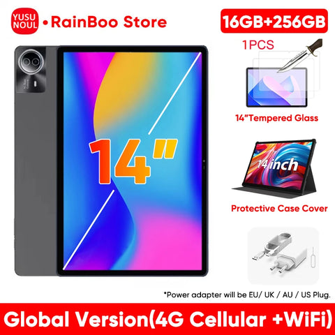 2025 New Flagship Global Firmware 14 Inch Android 14 Tablet 5G WiFi 2K Display FHD Screen 16GB 512GB  Планшет GPS Pads Laptop