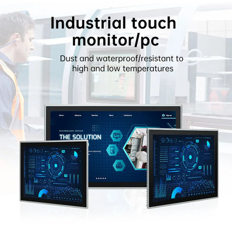 8~21.5 inch Touch Industrial Screen IP65 Front Waterproof, All in One Industrial Embedded Panel PC PCAP TouchScreen Monitor
