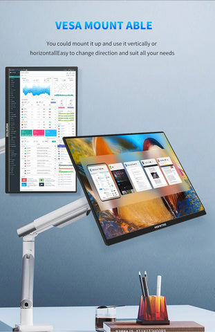 14.1 Inch Portable Monitor 1080P IPS 100%SRGB Gaming Portable Screen with Stand for Laptop PS5/4 Switch Xbox Raspberry Pi