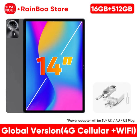 2025 New Flagship Global Firmware 14 Inch Android 14 Tablet 5G WiFi 2K Display FHD Screen 16GB 512GB  Планшет GPS Pads Laptop