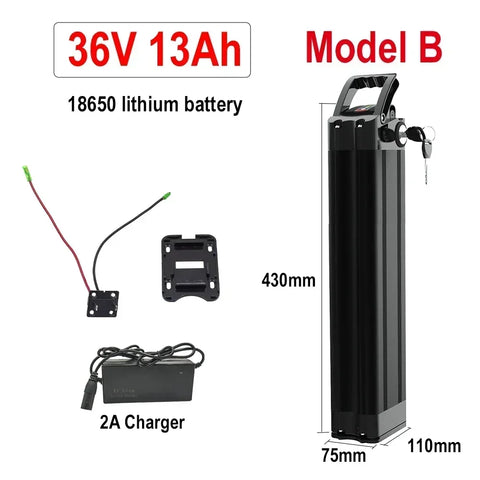 36V 20Ah Battery 18650 Lithium Rechargeable Battery Built-in Bms for Silverfish 250W-750W Bafang Motor Kit with 42v 2A Charger