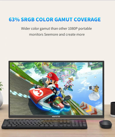 14.1 Inch Portable Monitor 1080P IPS 100%SRGB Gaming Portable Screen with Stand for Laptop PS5/4 Switch Xbox Raspberry Pi