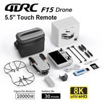 New F15 Drone GPS Brushless Motor 8K HD Professional 5G WIFI Quadcopter 3-Axis Gimbal UAV 5.5 Inch Touch Screen RC Drone 4DRC