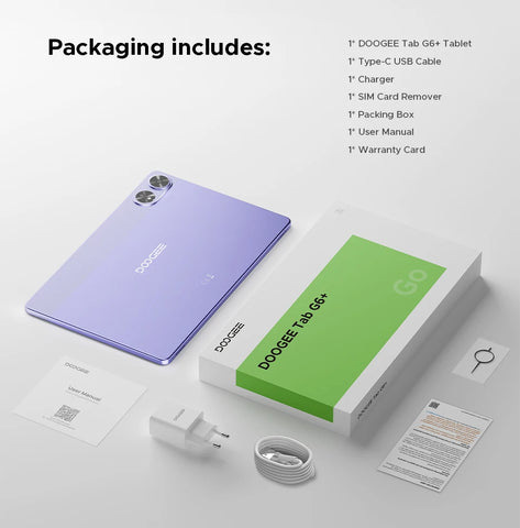 Doogee Tab G6+ 2 in 1 Tablet Pc Android 15 Gemini Ai Dual Speakers 8000Mah Battery 32Gb(8+24) Ram 256Gb Rom Widevine L1 4g Lte