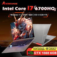 ACEKAMAS 2025 16" Gaming Laptop Intel Core i7 6700HQ GTX 1060 IPS 1920*1200 Windows 11 Pro Gamer PC DDR4 16GB SSD 1TB Laptops PC