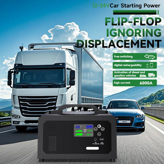 12V 24V Portable Lithium Jump Starter 6000A,Car Battery Booster,USB-C Powerbank Charger,For up to 20L Gas and 16L Diesel Engines