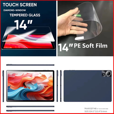 2025 New Flagship Global Firmware 14 Inch Android 14 Tablet 5G WiFi 2K Display FHD Screen 16GB 512GB  Планшет GPS Pads Laptop