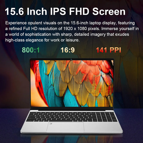 Portable Laptop 15.6inch Intel Celeron N5095 16GB RAM 1TB SSD DDR4 Windows 11 Pro Camera Fingerprint Backlit Keypad Computer PC