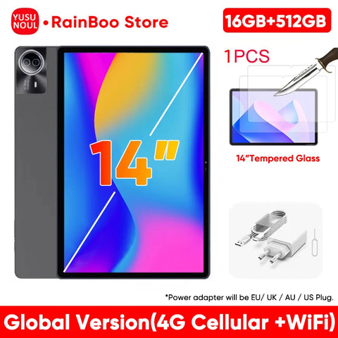 2025 New Flagship Global Firmware 14 Inch Android 14 Tablet 5G WiFi 2K Display FHD Screen 16GB 512GB  Планшет GPS Pads Laptop