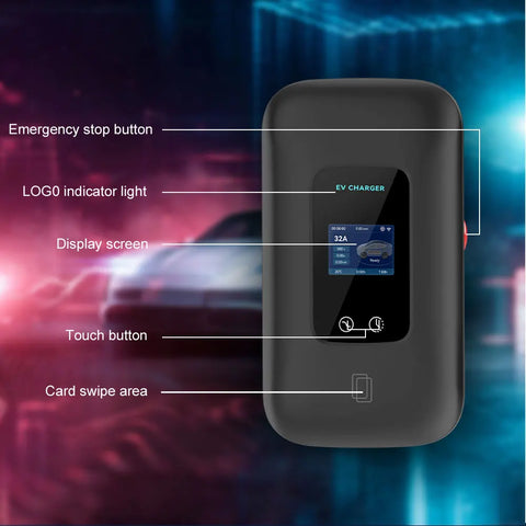 ADPOW Type1 EV Charging Station WIFI APP Control Current Adjustable 5M Cable Wallbox EV Charger with Power-off Protection EVSE