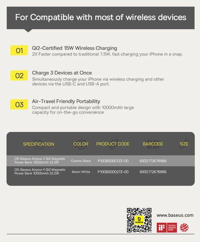 Baseus Qi2 Magnetic Power Bank 10000mah Fast Charge Powerbank Wireless Charging 22.5W External Battery Charger For iPhone 16 15