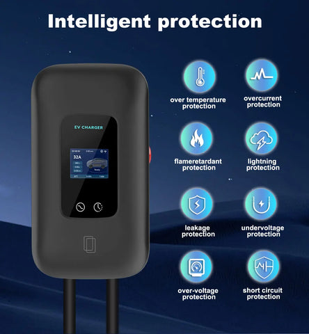 ADPOW Type1 EV Charging Station WIFI APP Control Current Adjustable 5M Cable Wallbox EV Charger with Power-off Protection EVSE