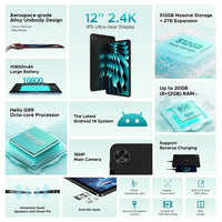 DOOGEE T40 Pro Tablet 12  20GB(8 + 12) 512GB Android 14 Helio G99 6nm 10800mAh 18W Charge Quad Speaker 7.6mm ultra-thin