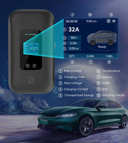 ADPOW Type1 EV Charging Station WIFI APP Control Current Adjustable 5M Cable Wallbox EV Charger with Power-off Protection EVSE